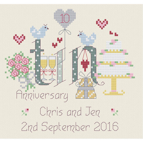 Tin 10th Wedding Anniversary Cross Stitch Kit