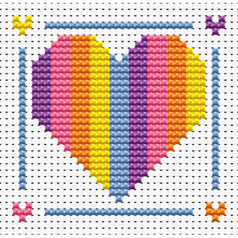 Sew Simple Rainbow Heart Cross Stitch Kit