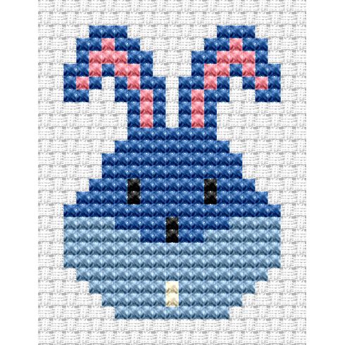 Easy Peasy Bunny Head Blue Cross Stitch Kit