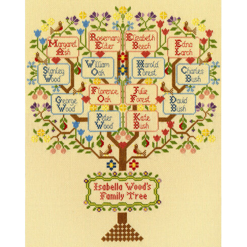 Traditional Family Tree Sampler Cross Stitch Kit