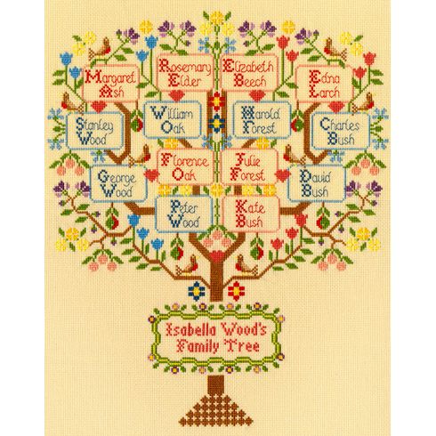Traditional Family Tree Sampler Cross Stitch Kit