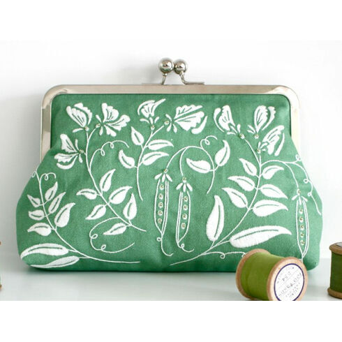 Pea Green Embroidered Clutch Bag Kit