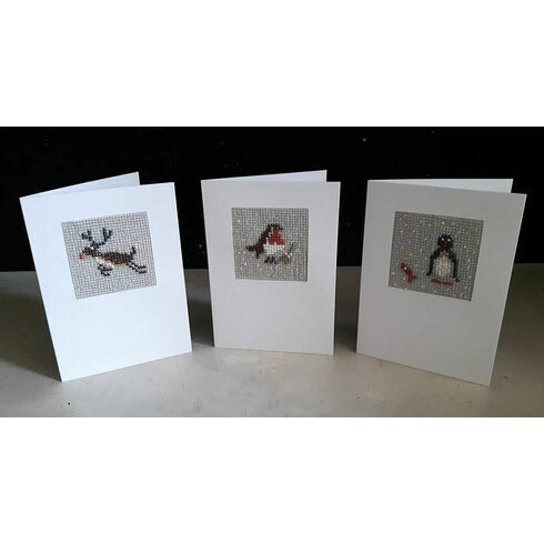 Christmas Trio Mini Beadwork Embroidery Christmas Card Kits (Rudolf, Stanley & Bob) WITH FREE PUDDING CARD FOR LIMITED TIME ONLY