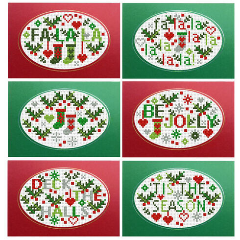 Jolly Holly Cross Stitch Christmas Card Kits (set of 6)