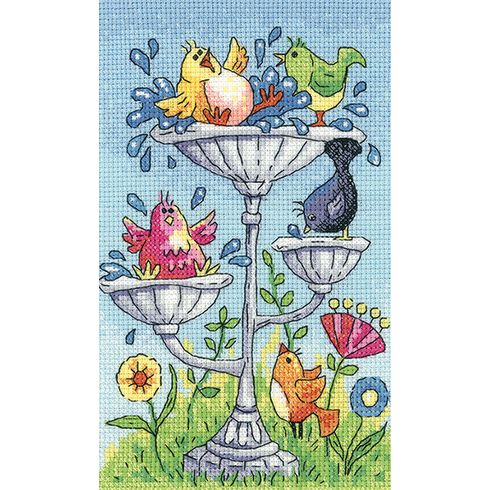 Bird Bath Cross Stitch Kit
