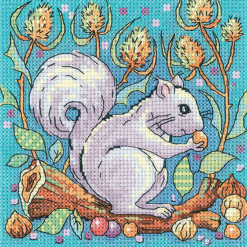 Grey Squirrel Cross Stitch Kit