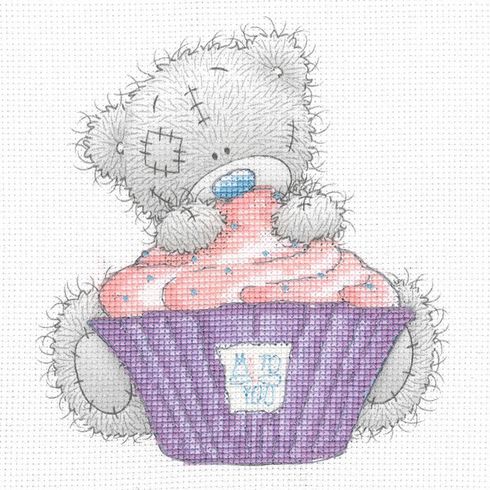 Tatty Ted Cupcake Printed Cross Stitch Kit