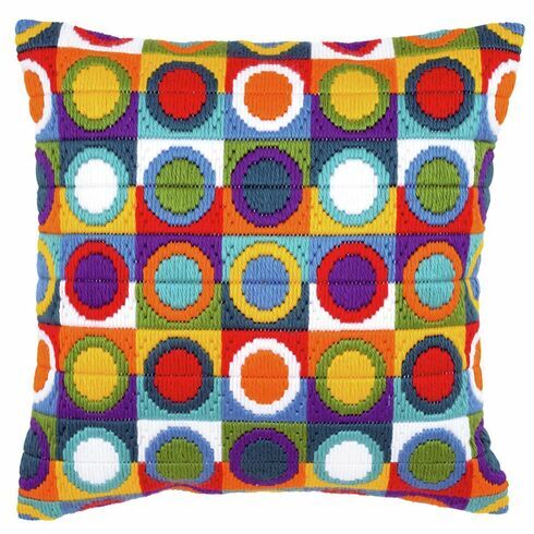 Bold Circles Long Stitch Cushion Panel Kit
