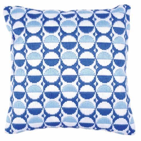 Blue Circles Long Stitch Cushion Panel Kit