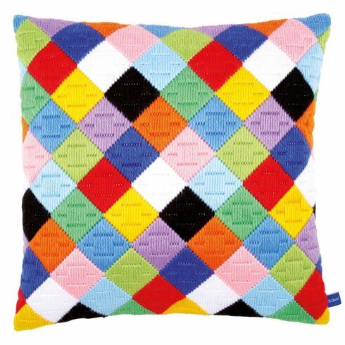 Colourful Diamonds Long Stitch Cushion Panel Kit