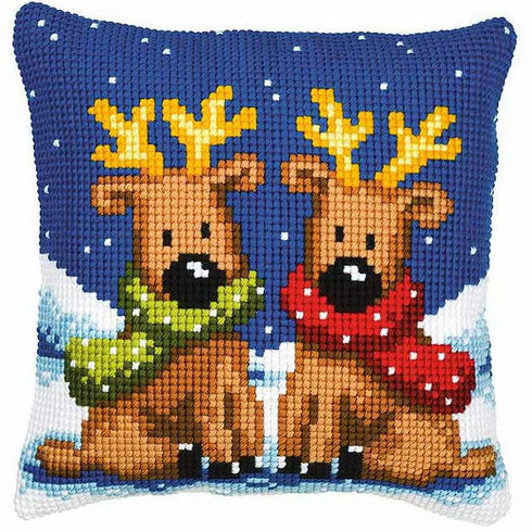 Reindeer Twins Chunky Cross Stitch Cushion Panel Kit