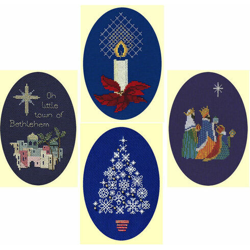 Blue Set Collection Christmas Card Cross Stitch Kits
