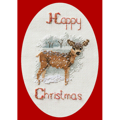 Deer In Snowstorm Cross Stitch Christmas Card Kit