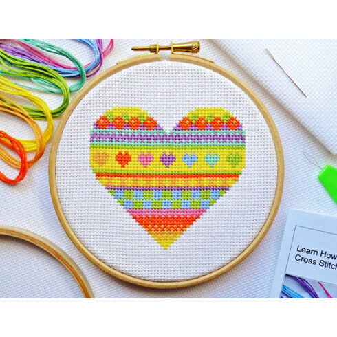 Beginners Heart - Learn How To Cross Stitch Complete Tutorial Kit