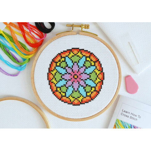 Beginners Modern Flower - Learn How To Cross Stitch Complete Tutorial Kit