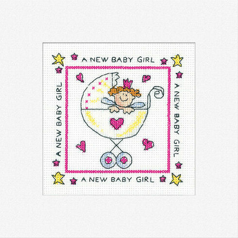 A New Baby Girl Cross Stitch Card Kit