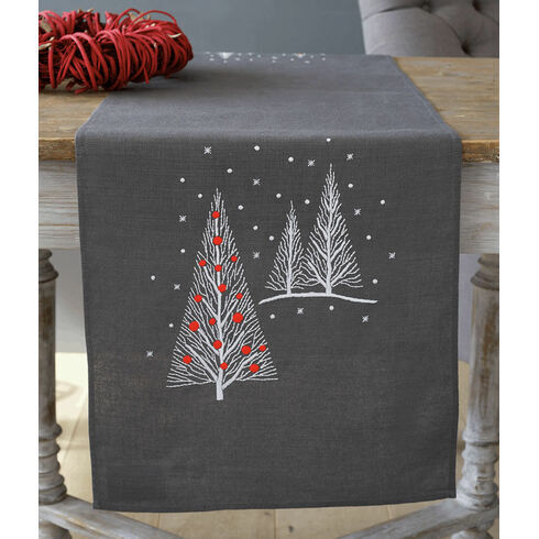 Christmas Trees Embroidery Table Runner Kit