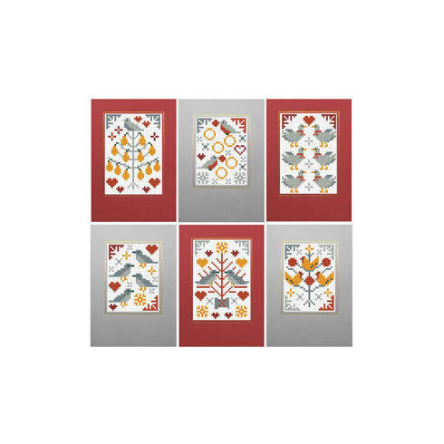 Five Gold Rings Cross Stitch Christmas Card Kits (set of 6)