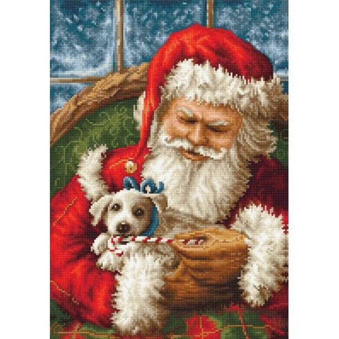 Santa Claus And Puppy Cross Stitch Kit