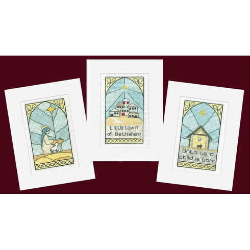 Stained Glass Christmas Cross Stitch Card Kits (Pack B)
