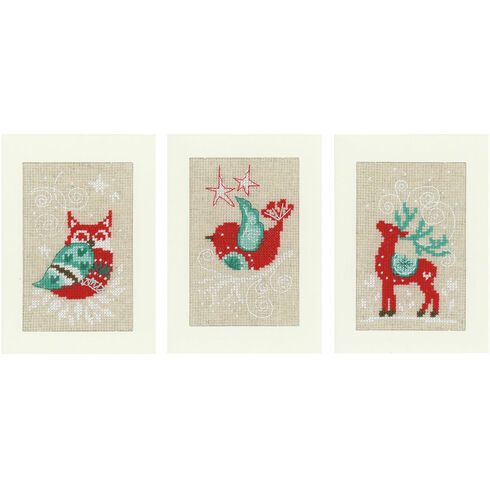Winter Scenes Cross Stitch Christmas Card Kits (Set Of 3)
