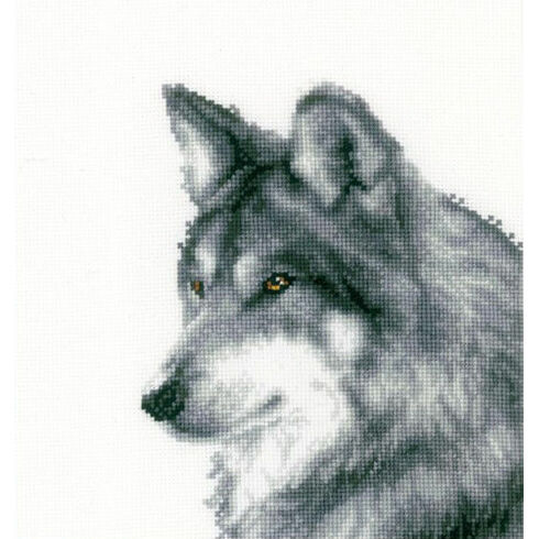 Wolf Cross Stitch Kit Monotone