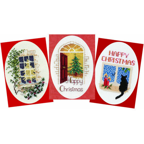 Christmas Home Collection - Set Of 3 Cross Stitch Card Kits