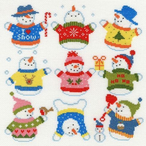 Slightly Dotty Snowmen Cross Stitch Kit