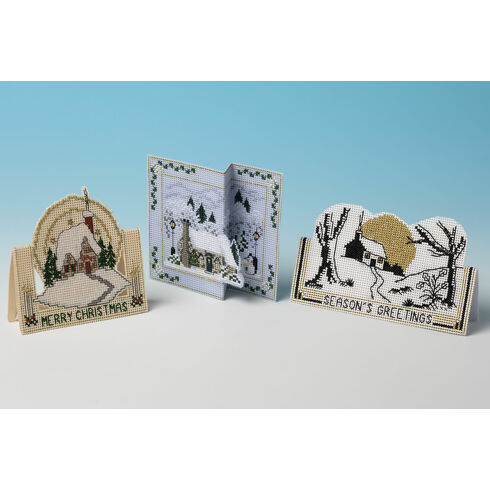 Cottage Selection - Set of 3 3D Cross Stitch Christmas Card Kits