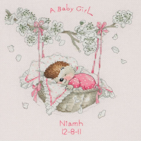 Country Companions Moses Basket Birth Sampler Cross Stitch Kit