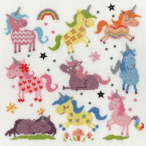 Slightly Dotty Unicorns Cross Stitch Kit