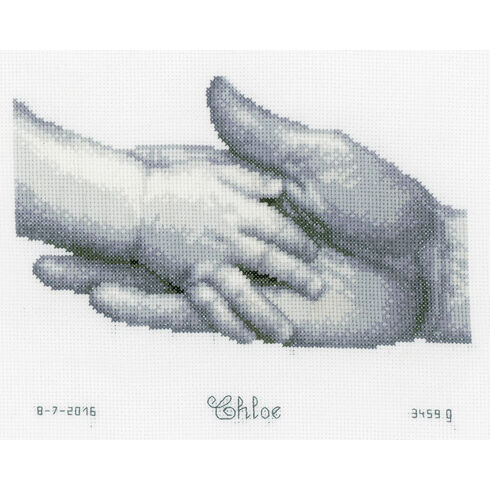 Hands Cross Stitch Birth Record Kit