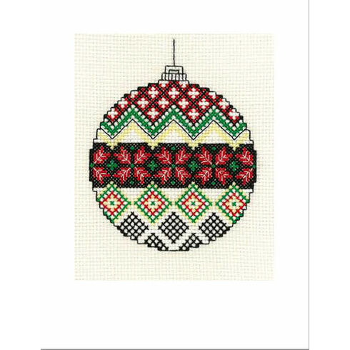 Christmas Poinsettia Bauble Cross Stitch Christmas Card Kit