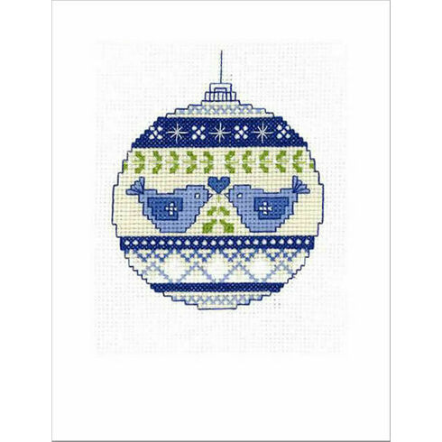Christmas Doves Bauble Cross Stitch Christmas Card Kit