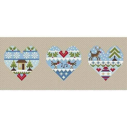 Festive Hearts Winter Cross Stitch Kit