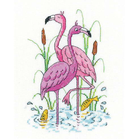 Flamingos Cross Stitch Kit by Karen Carter