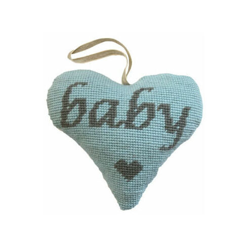 Baby Boy Grey On Blue Heart Tapestry Kit