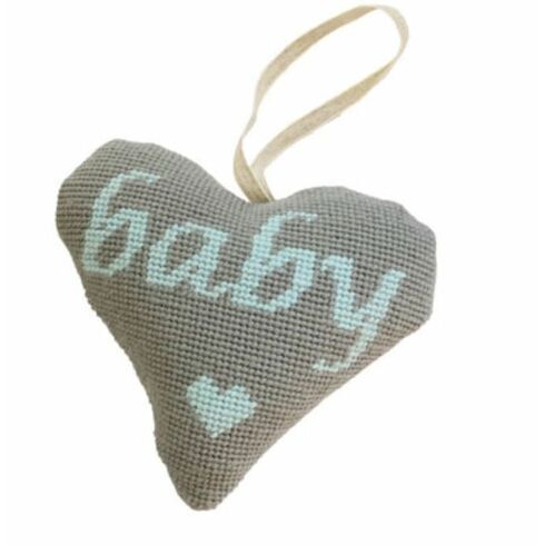 Baby Boy Blue On Grey Heart Tapestry Kit
