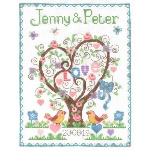 Love Heart Wedding Sampler Cross Stitch Kit