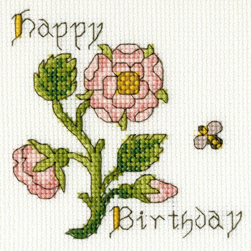 Rose Cross Stitch Card Kit