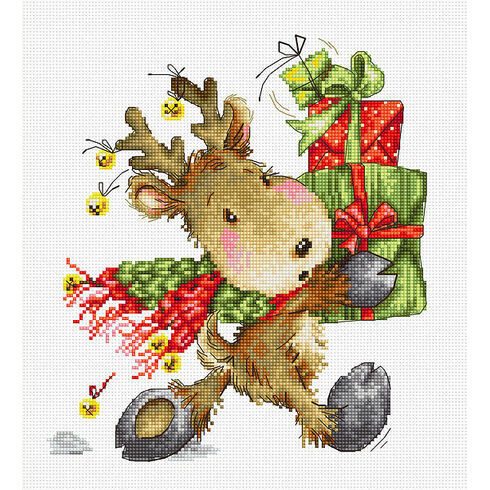 Reindeer With Gifts Cross Stitch Kit