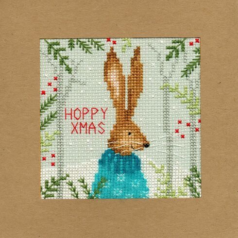 Xmas Hare Cross Stitch Christmas Card Kit