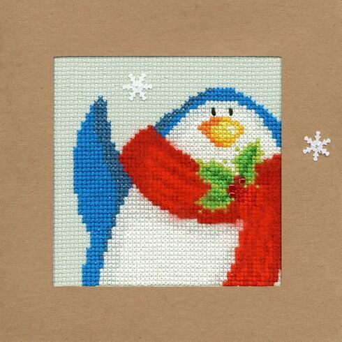 Snowy Penguin Cross Stitch Christmas Card Kit