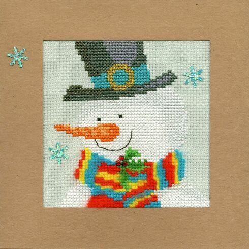 Snowy Man Cross Stitch Christmas Card Kit