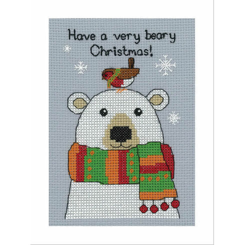 Bertie Polar Bear Cross Stitch Christmas Card Kit