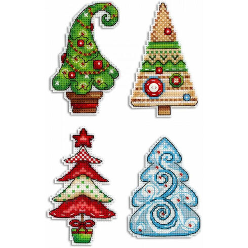 Christmas Tree Magnets Cross Stitch Kit