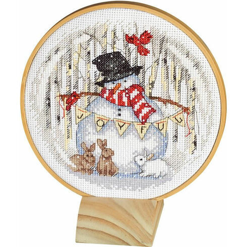 Joyful Snow Globe Cross Stitch Hoop Kit