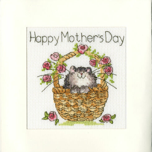 Basket Of Roses Mother's Day Cross Stitch Card Kit