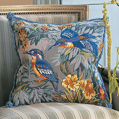 Kingfishers Cushion Panel Needlepoint Kit