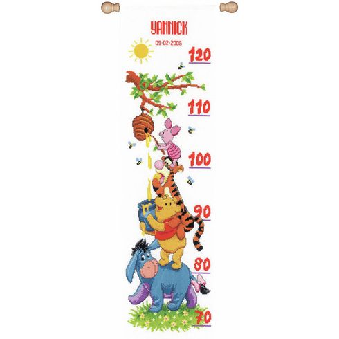 Winnie &amp; Friends Height Chart Cross Stitch Kit